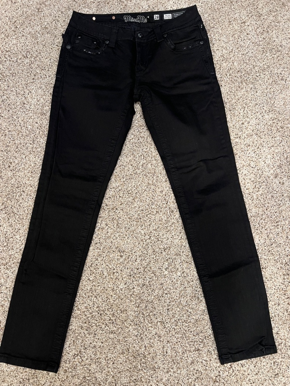 Miss Me Black Women's Mid-rise Easy Skinny Jeans Size 28 Sequins